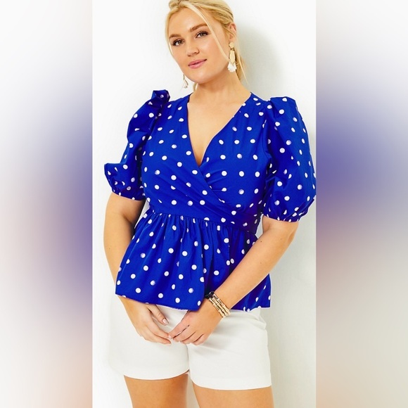 Lilly Pulitzer Kara Cotton Wrap Top - Picture 1 of 17